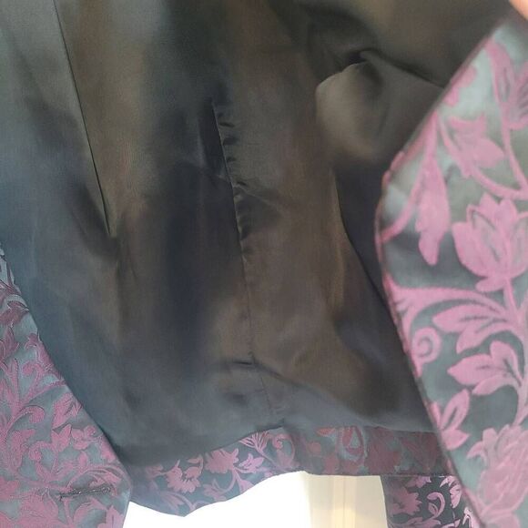 Longhorn Vintage Women's Burgundy/Black/Gold Acetate/Poly Horse Western Wear Jac - Picture 7 of 13